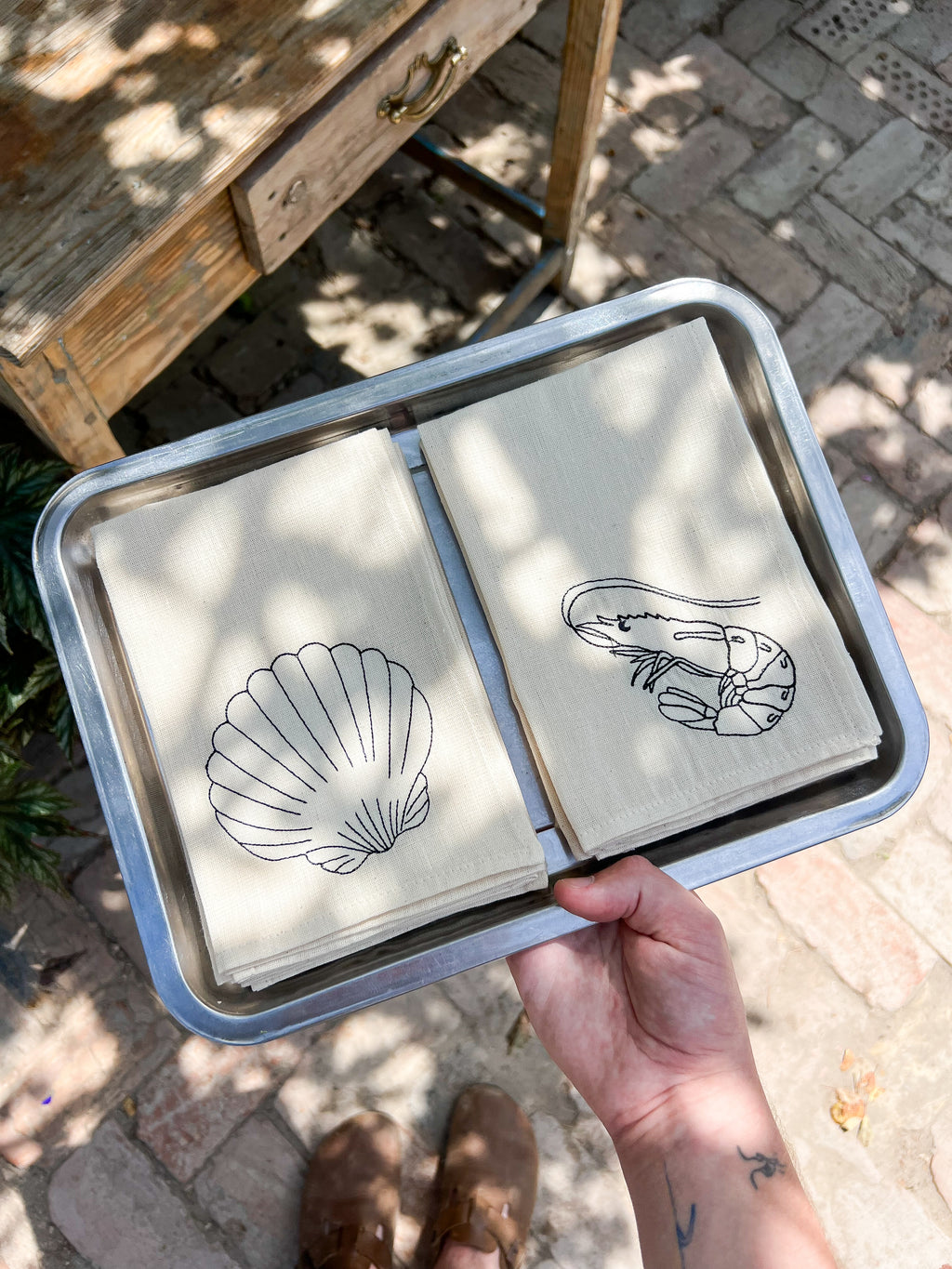 Набір з 4-х , бавовняних серветок для сервірування "Sea"