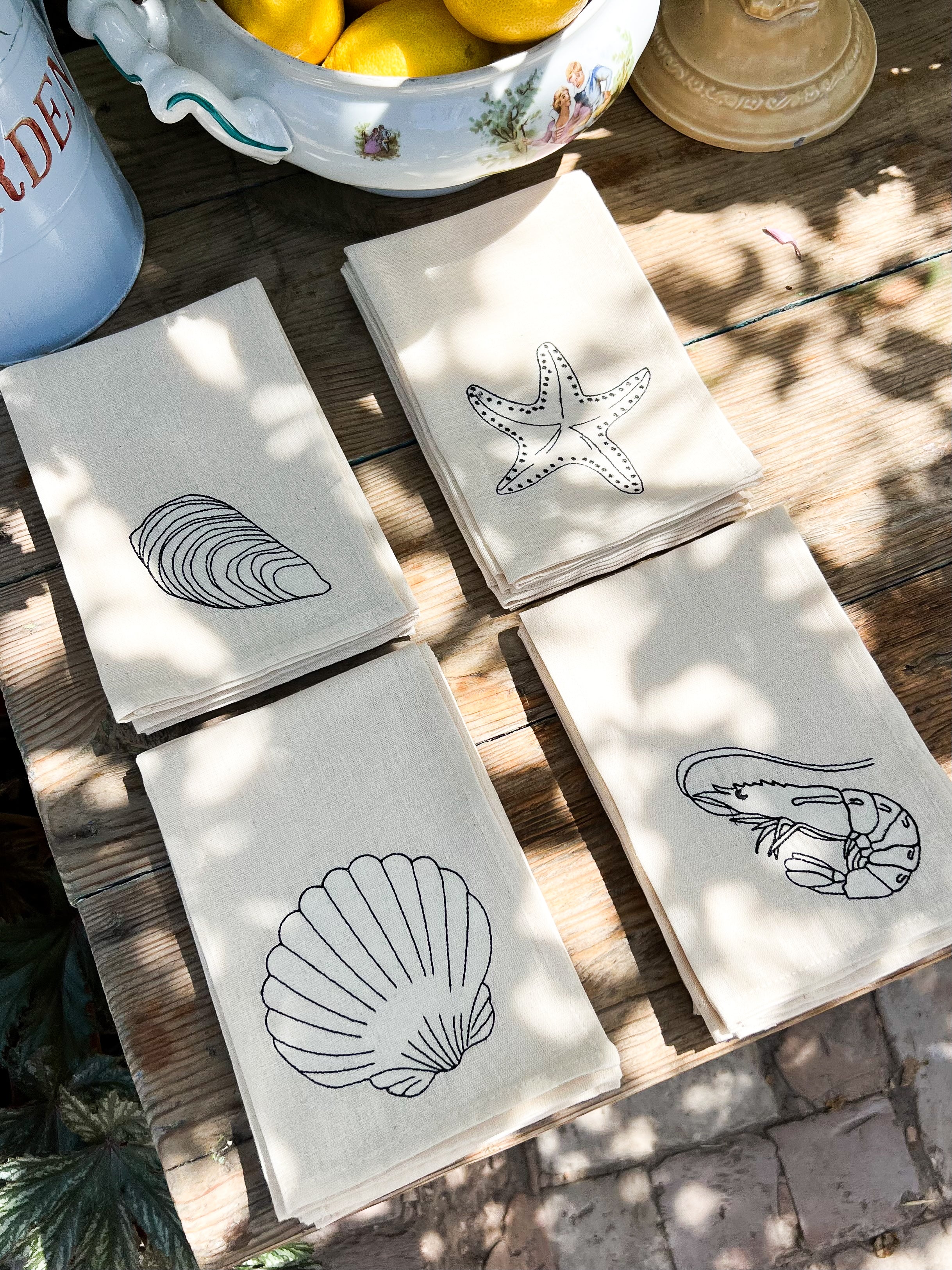 Набір з 4-х , бавовняних серветок для сервірування "Sea"